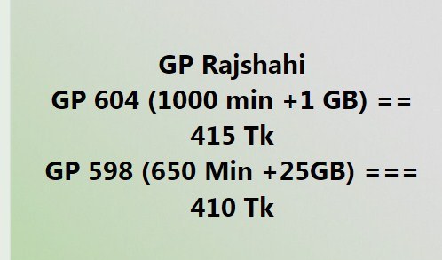 GP 1000 Minute 1GB 30 Days Rajshahi Zone