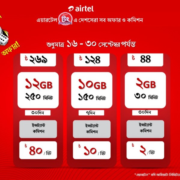 Airtel 10GB 200minute 30 Days