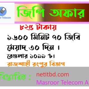 জিপি ১৬০০ মিনিট ৭০ জিবি রাজশাহী রংপুর